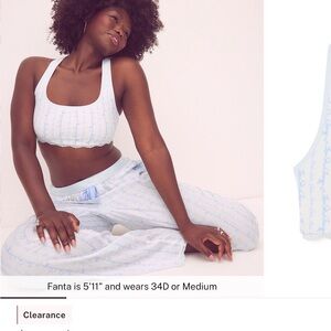 PINK x LoveShackFancy Cotton Razorback Bralette In Logo Mania Blue Size XXL NWT